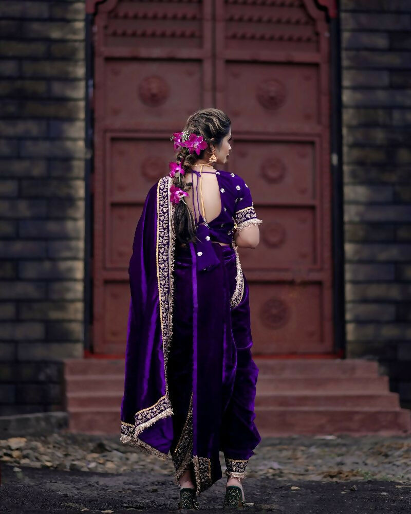 Joban Fashion Blue 9000 Velvet Party Wear Sarees - Distacart