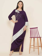 Women Republic Purple Assmetrical Kurta With Cowl Dhoti - Distacart