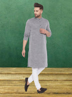 Even Apparels Men's Pure Cotton Grey Kurta