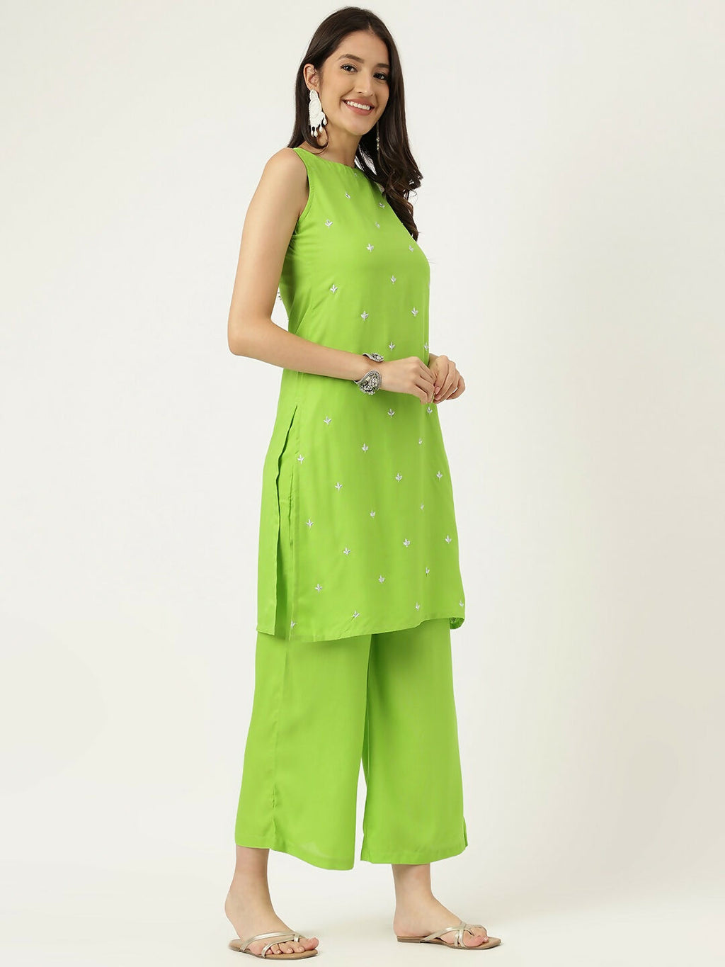 Joban Fashion Green Rayon and Embroidered Work Straight Kurta Bottom Set