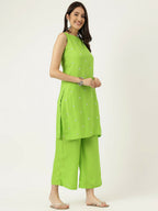 Joban Fashion Green Rayon and Embroidered Work Straight Kurta Bottom Set