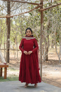 Joban Fashion Maroon Georgette Sequence Embroidery Work Kurta Set - Distacart