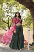 Vastranavya Latest Fancy Party Wear Lehenga Choli With Shrug - Pink
