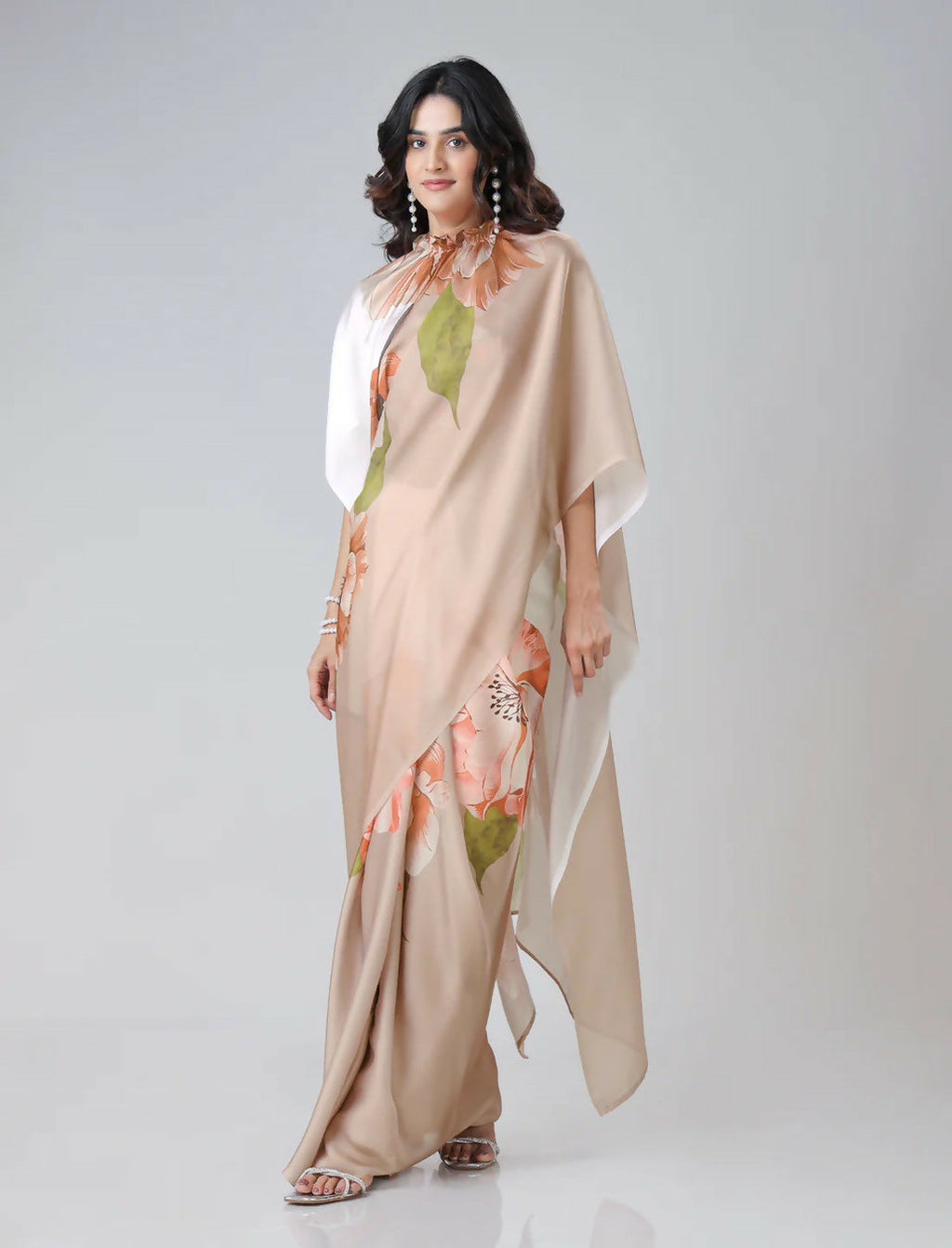 Vastranavya Chiku Freehand Floral Print Ready to Wear Saree
