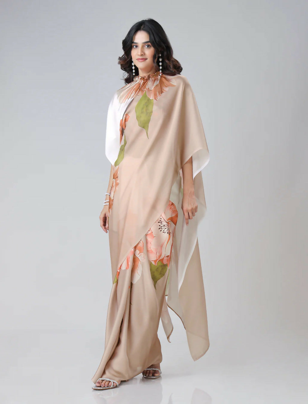 Vastranavya Chiku Freehand Floral Print Ready to Wear Saree