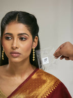 Nuyug 18K Gold-Plated Crystal Stone Studded Triangular Drop Sleek Earrings - Distacart