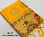 Yellow Pure Silk Woven Design Saree with Unstitched Blouse - Hiral Fashion