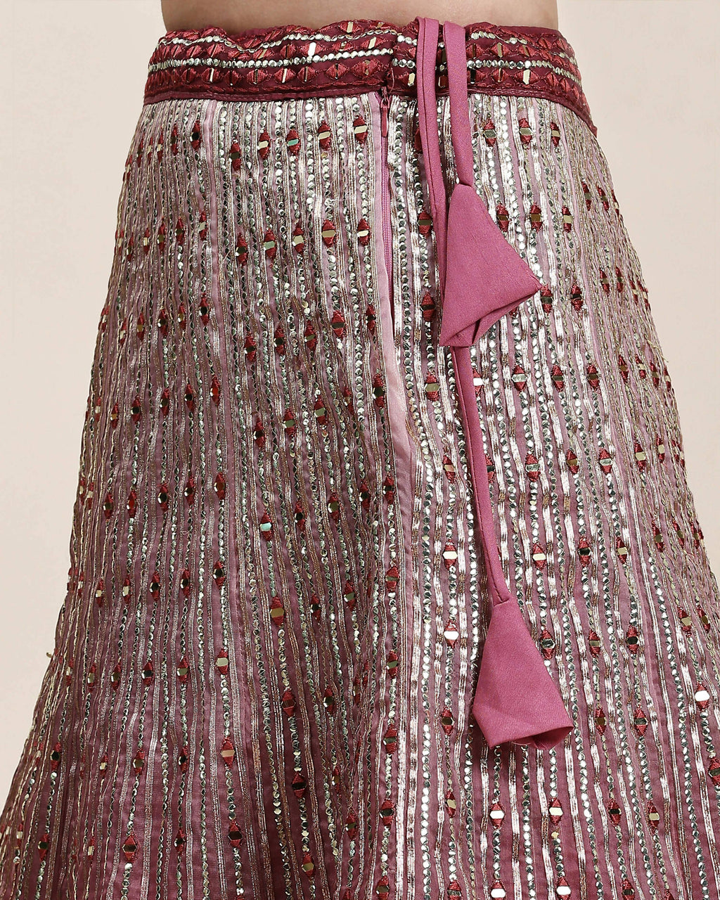 Maroon Organza Mirror With Coding Work Lehenga Choli with Dupatta - Tanya
