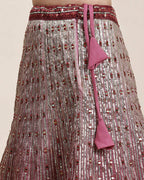 Maroon Organza Mirror With Coding Work Lehenga Choli with Dupatta - Tanya
