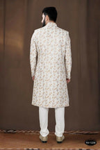 Joban Fashion Men's Off-White Base Silk Kurta with Pyjama