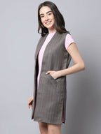 Even Apparels Brown Polywool Open Front Women's Long Coat BF656 - Distacart