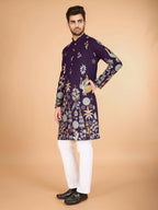 Vastranavya Exclusive Wedding Wear Viscose Rayon Thread Embroidered Work Kurta