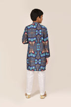 Joban Fashion Cotton Silk Blue Kurta With Straight Fit Pant