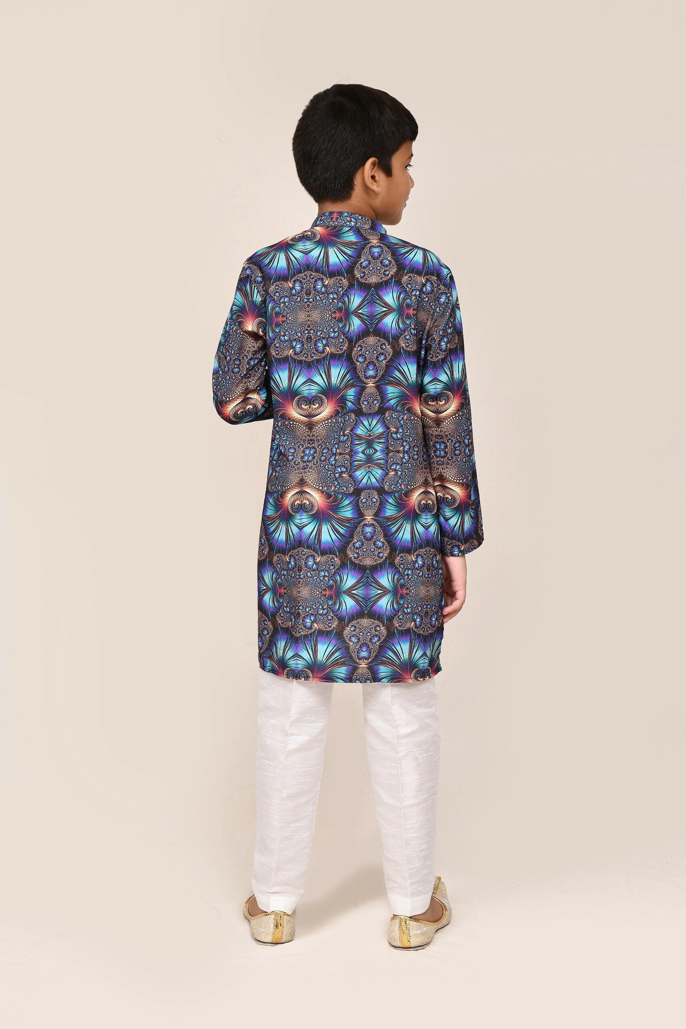 Joban Fashion Cotton Silk Blue Kurta With Straight Fit Pant
