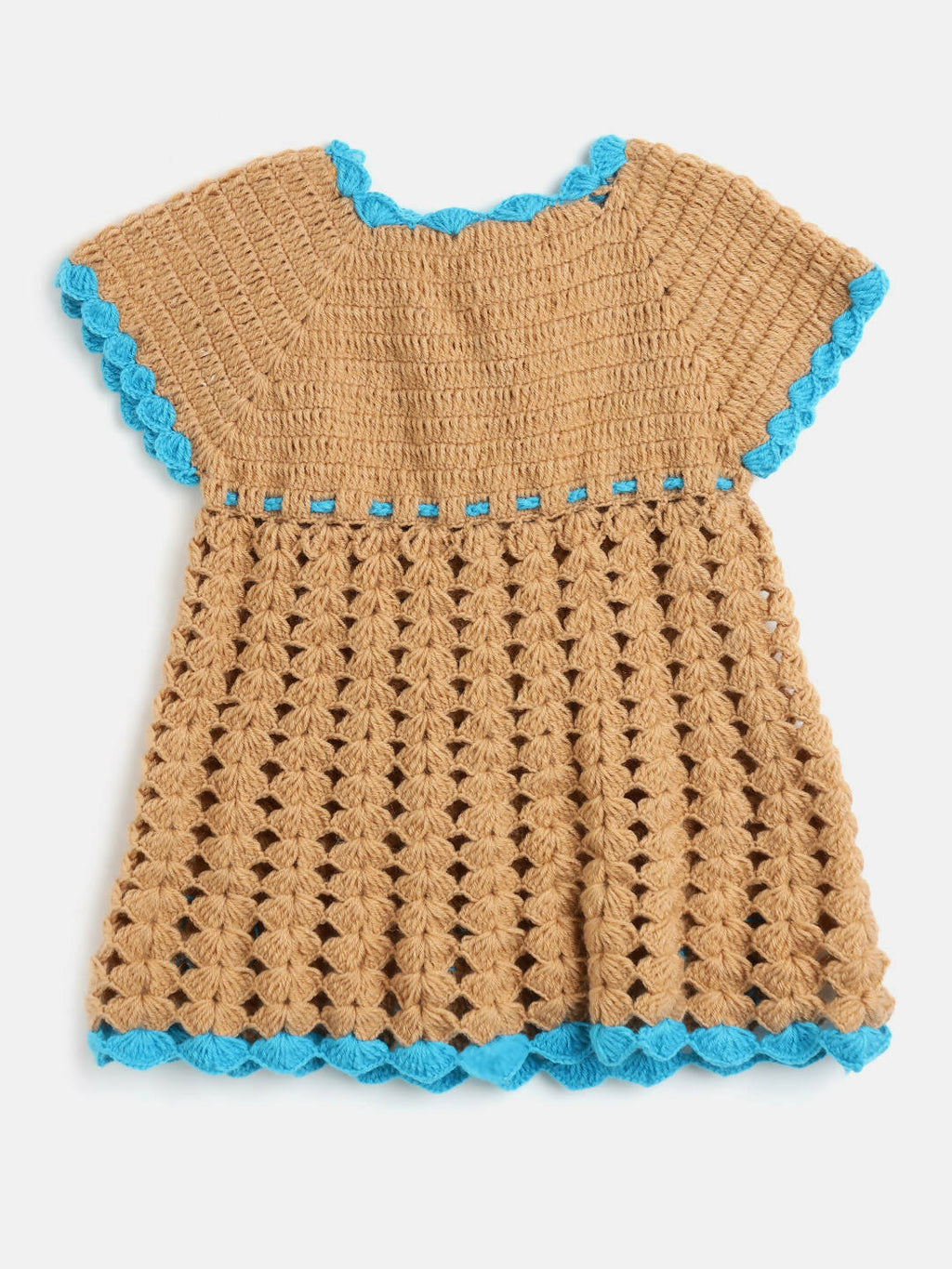 ChutPut Hand knitted BlueBerry Wool Dress For Baby Girls - Blue