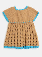 ChutPut Hand knitted BlueBerry Wool Dress For Baby Girls - Blue