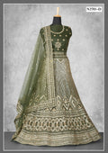 Dark Green Net Cord With Sequence Work Lehenga Choli - Nimaya Ishani