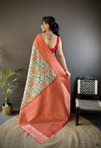 Joban Fashion Multi-Color Floral Digital Print Soft Lichi Silk Paithani Saree - Distacart