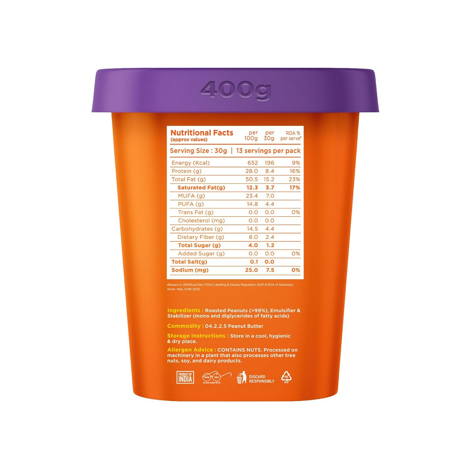 Yoga Bar 100% Pure Peanut Butter Creamy & Yummy Unsweetened - Distacart