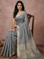 Shree Shyam Fashion Gray Cotton Saree - Distacart