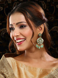 Ruby Raang Gold Polished Green Kundan Earrings