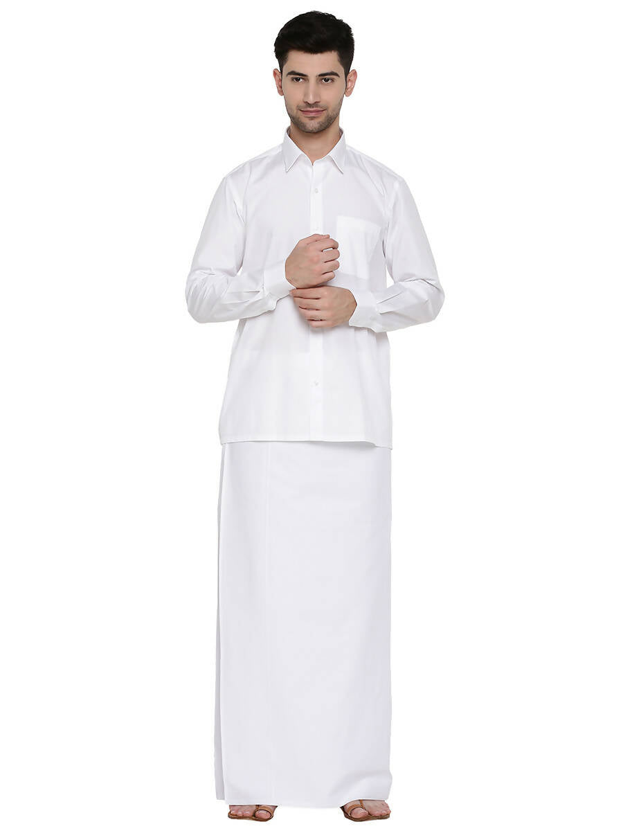 Ramraj Cotton Mens Full Sleeve Formal 100 % Cotton White Shirt