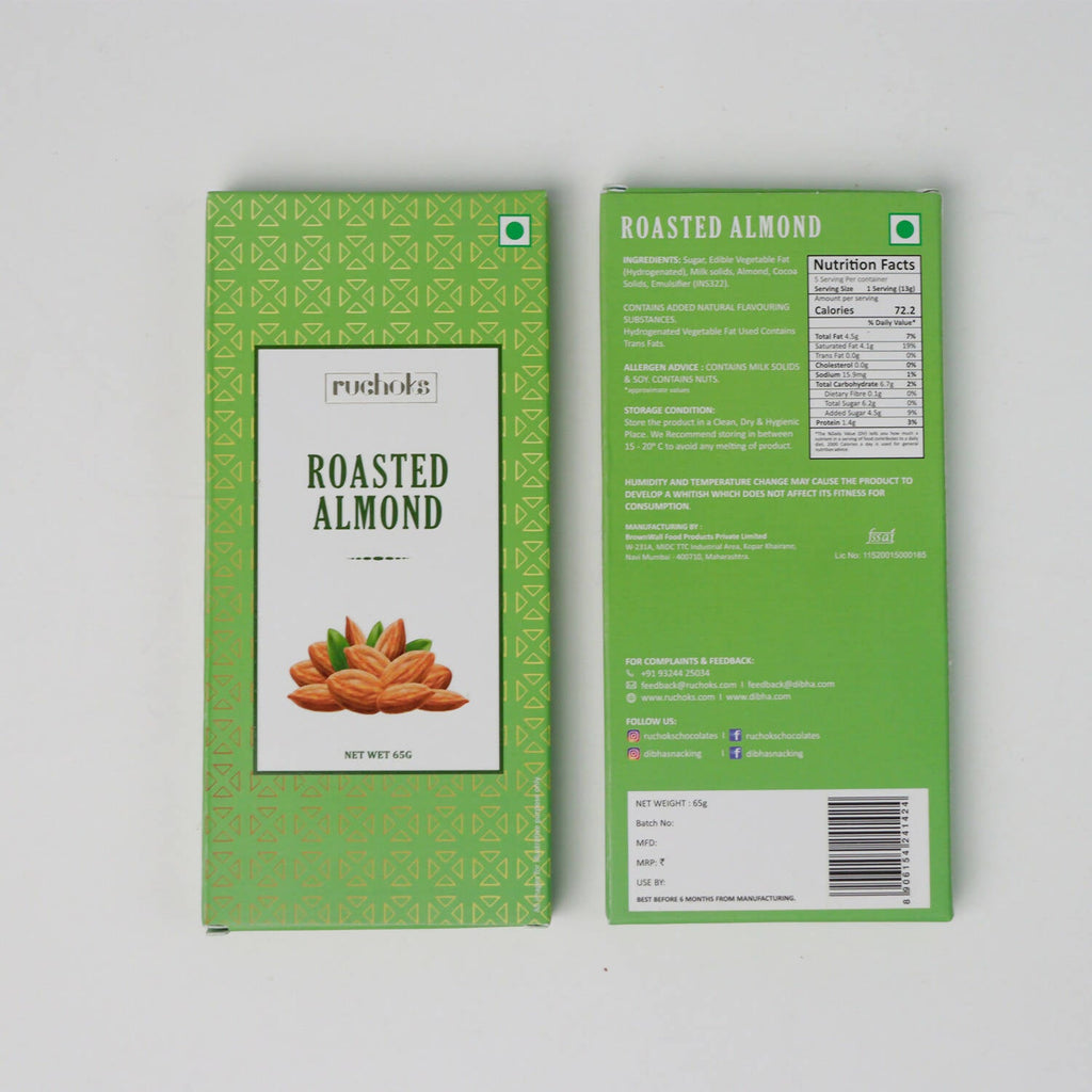 Dibha Ruchoks - Roasted Almond Chocolate Bar