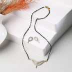 AanyaCentric Gold-Polished Mangalsutra with Pendant, 2 Pair Earrings