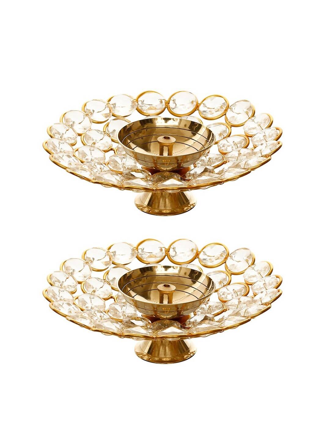 eCraftIndia Gold-Toned 2 Pieces Bowl Shape Diyas