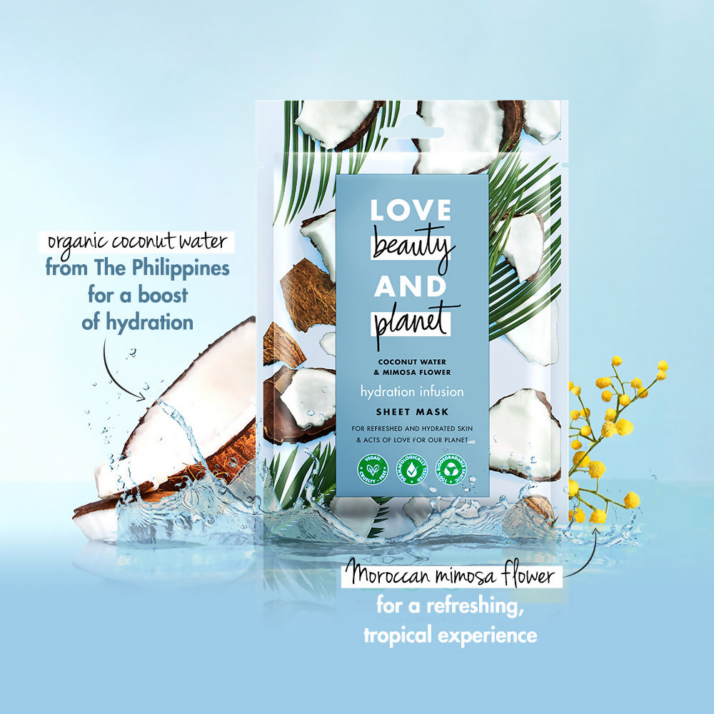 Love Beauty And Planet Coconut Water & Mimosa Flower Sheet Mask - Distacart
