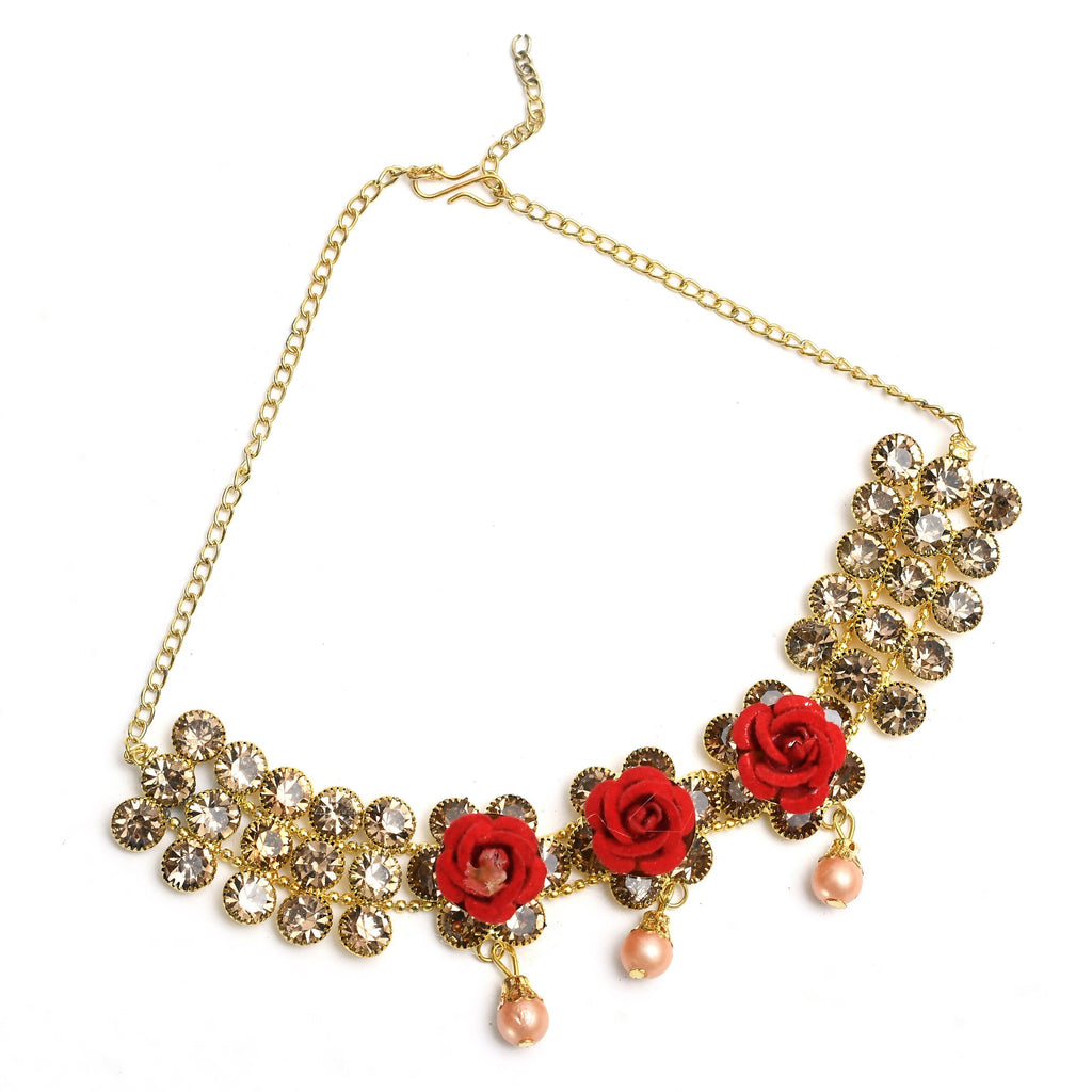 Mominos Fashion Johar Kamal Gold-Plated Brass Finish Stone/Pearls Choker For Women (Golden) - Distacart