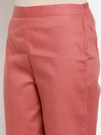 Myshka Women's Maroon Cotton Solid Casual Trouser