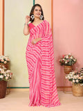 Pink Georgette Designer Printed Ready To Wear Saree - Elite