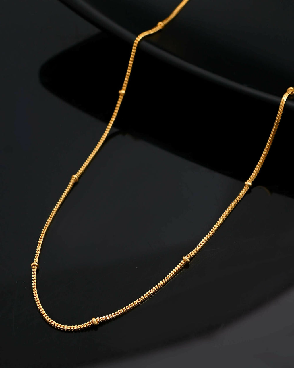 VOJ Gold-Polished Small Gold Beads Chain For Women
