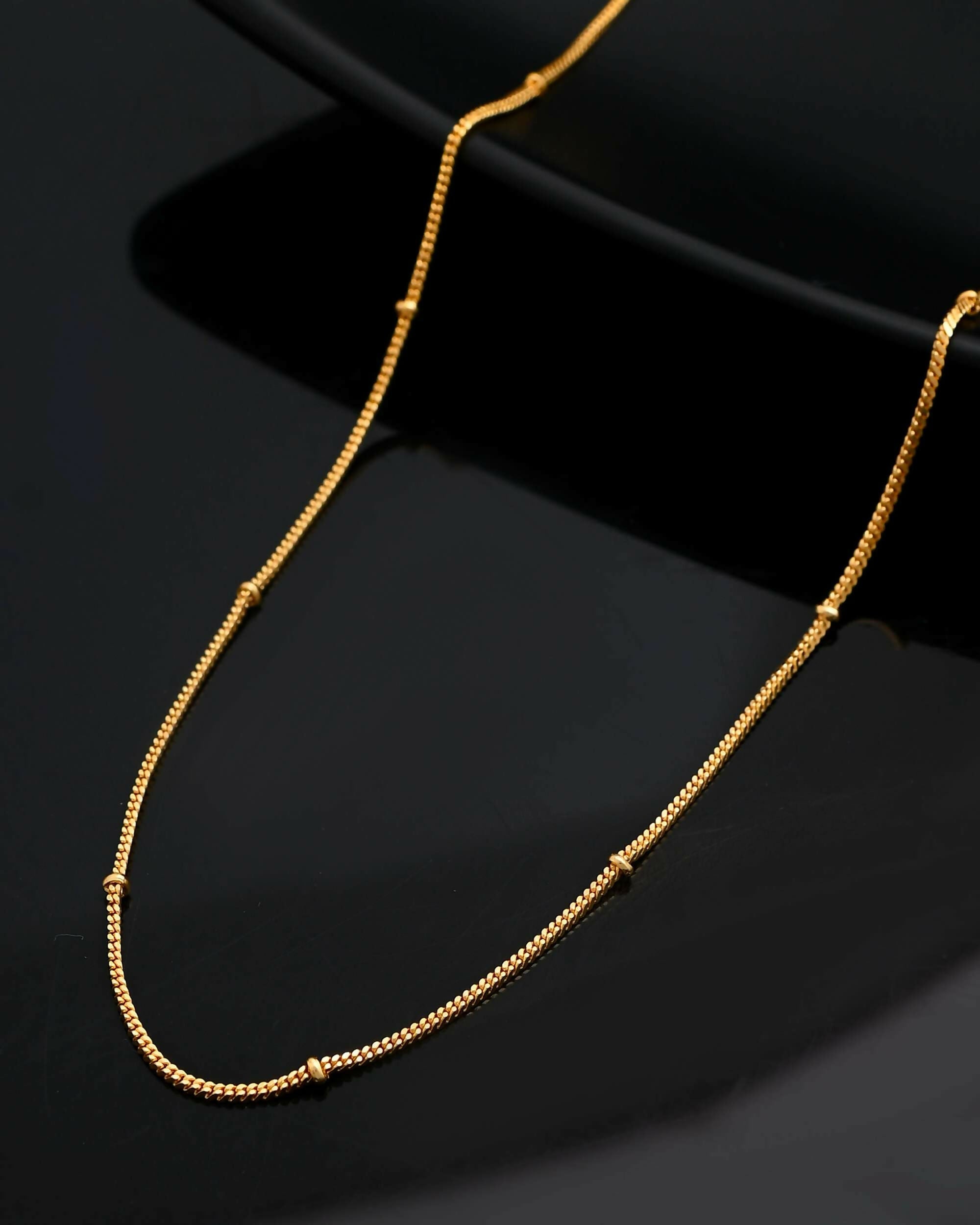 VOJ Gold-Polished Small Gold Beads Chain For Women