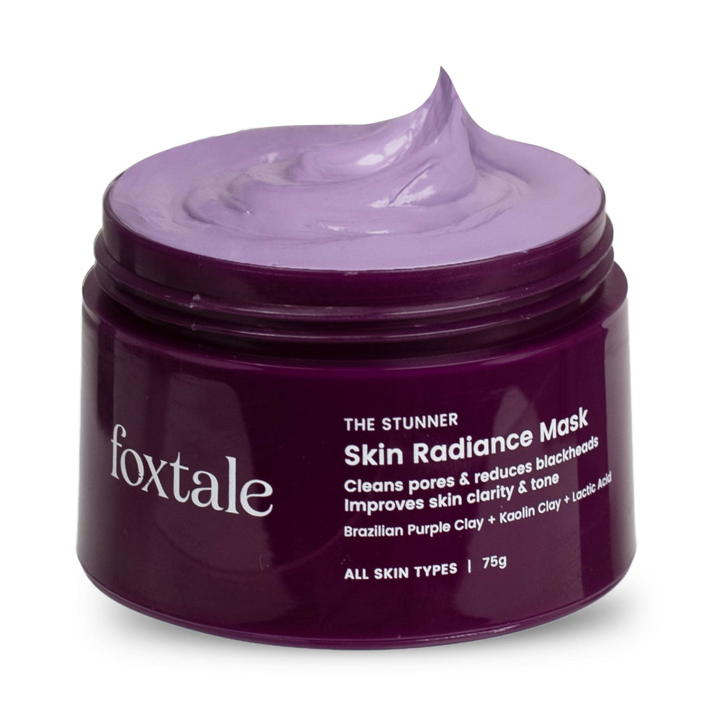 Foxtale De-Tan Face Mask For Glowing Skin - Clay Mask with Lactic Acid For Tan Removal, Reduction in Blackheads, Instant Brightening - Distacart
