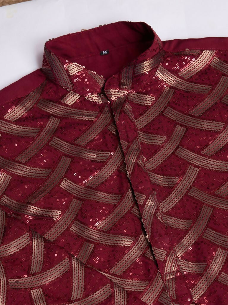 Vastranavya Traditional Festival Wear Pure Silk Thread & Sequence Embroidered Work Kurta