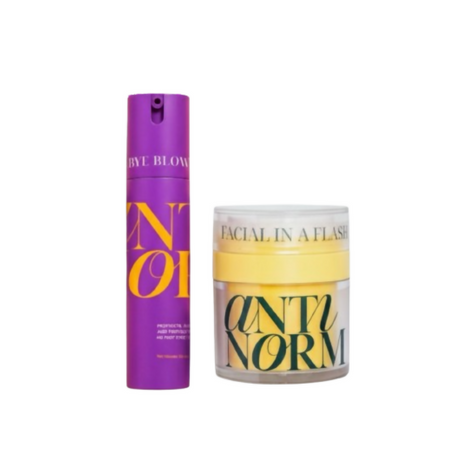 Antinorm Bye Bye Blow Dry Hair Serum and Facial In A Flash Enzyme Scrub Combo