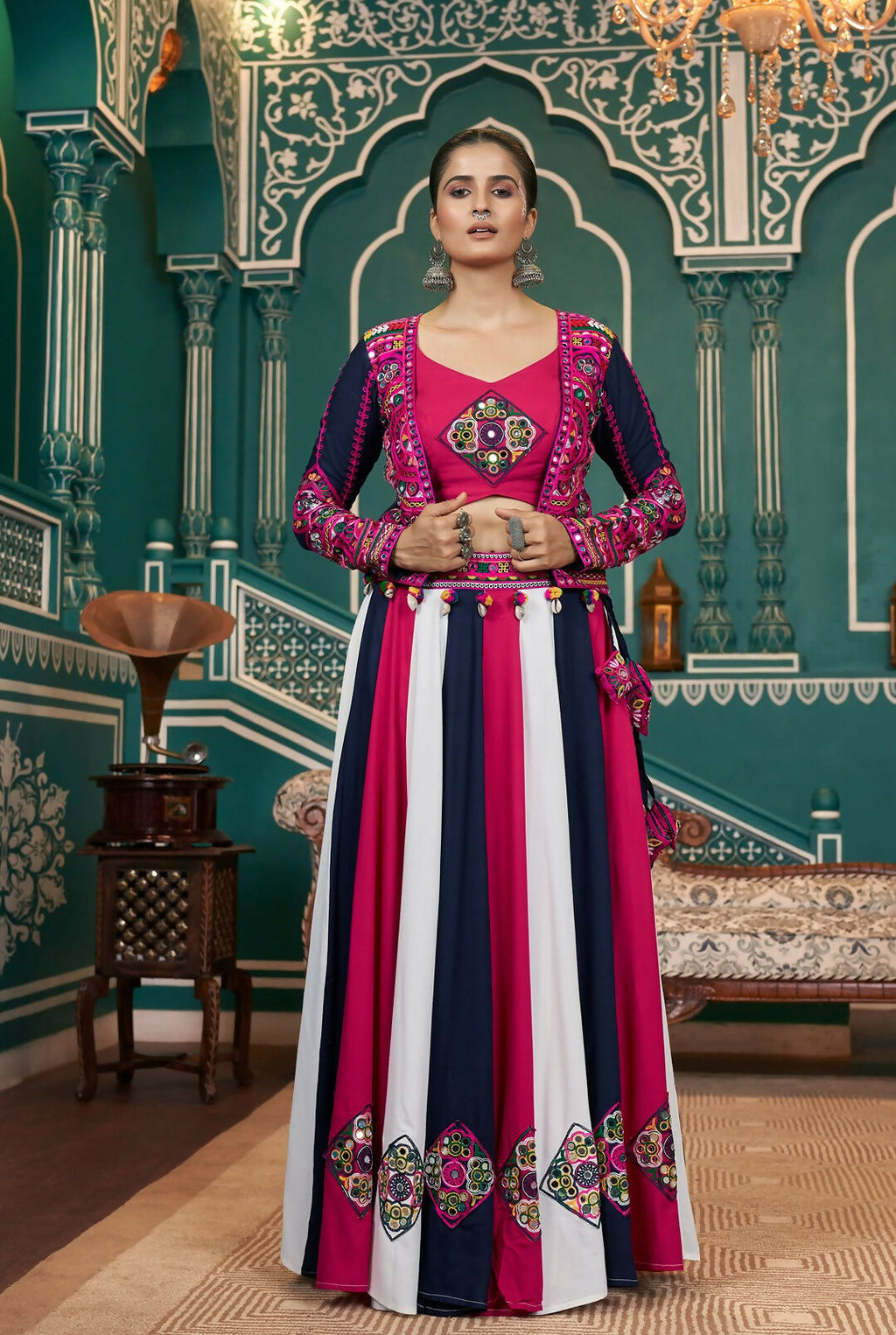 AI Fashion Multi Color Viscose Rayon Designer Navratri Lehenga Choli Collection