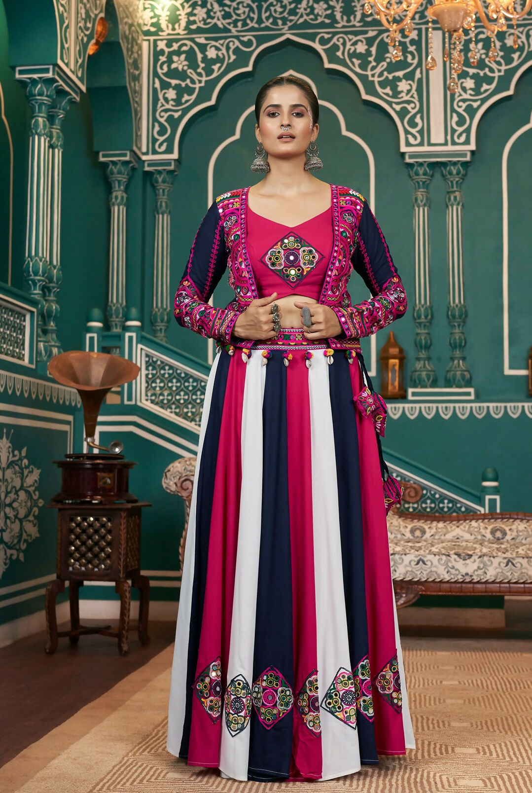 AI Fashion Multi Color Viscose Rayon Designer Navratri Lehenga Choli Collection