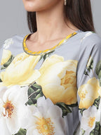 Ahalyaa Rayon Grey Digital Print Kurta With Dupatta Set