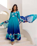 Teeya Creation Multi Color Taby Organza Silk Printed Party Wear Gown - Distacart