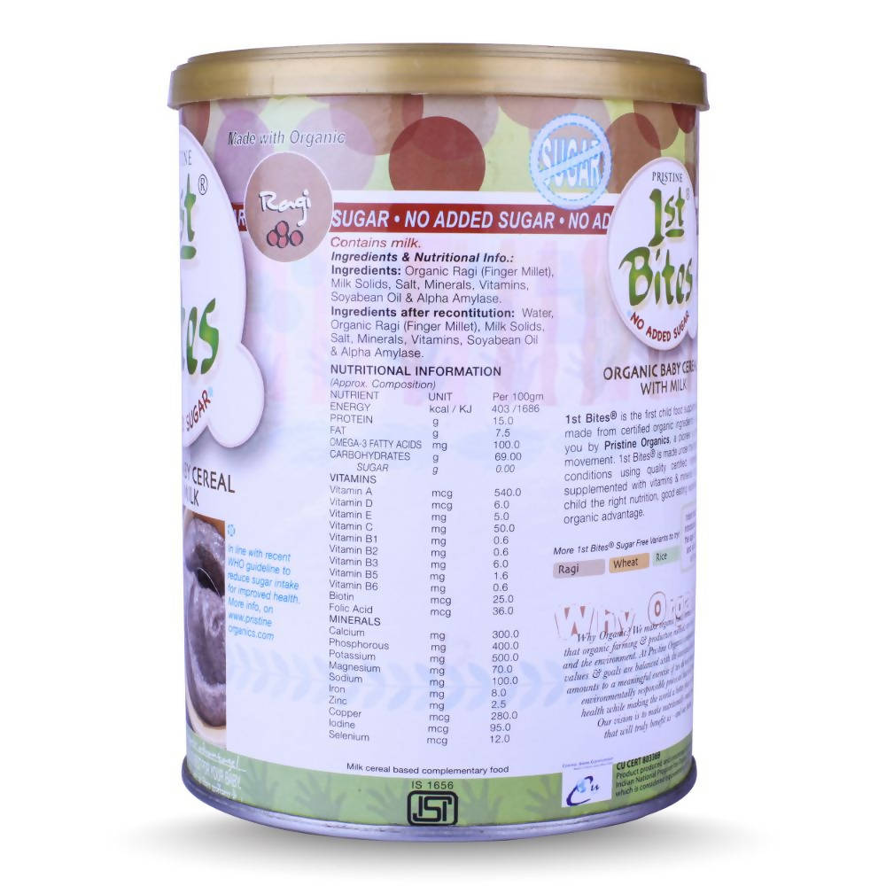Pristine 1st Bites Organic Ragi Baby Cereal Stage-1 Tin