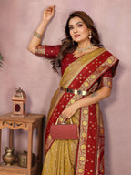 Aastha Fashion Mustard Kalamkari Silk Zari Woven Saree - Distacart