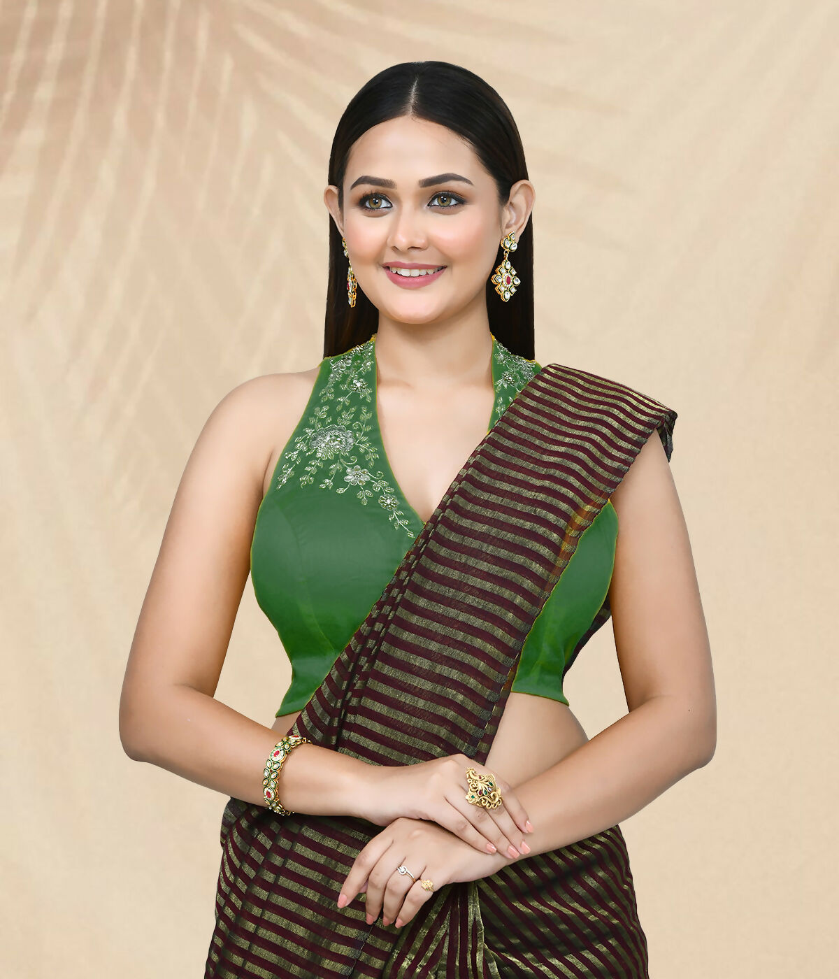 Joban Fashion Women's Green Embroidered Stitched Blouse - Distacart