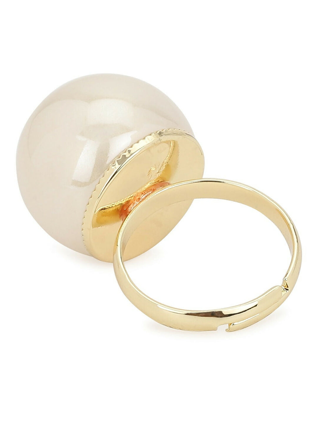 Cream Pearl Adjustable Ring- Ruby Raang