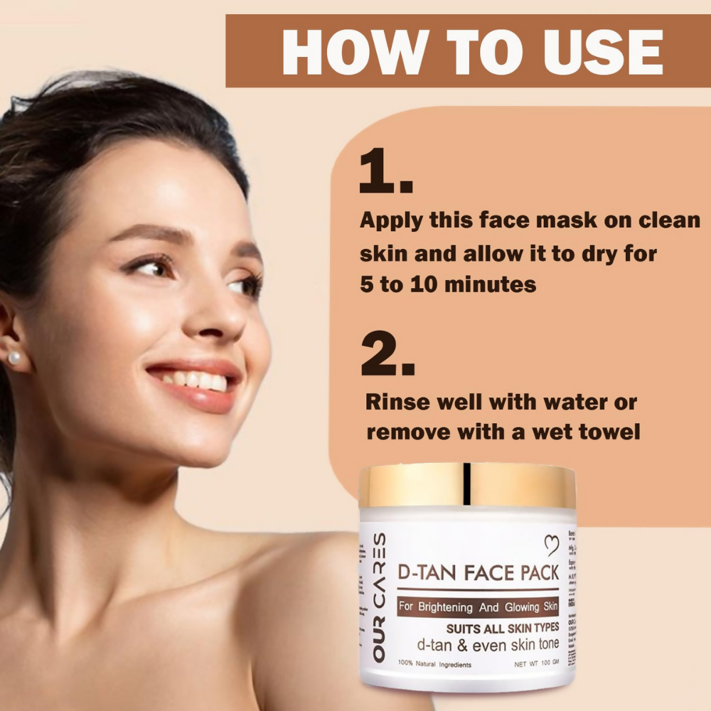 Our Cares D-TAN Face Pack for Instant Tan Removal & Sun Damage Protection