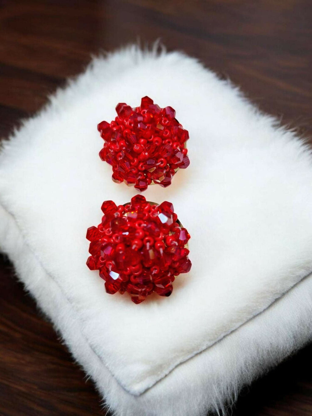 Inhanns Small Statement Studs Earrings - Red - Distacart