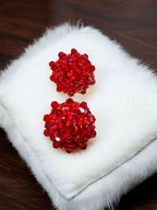 Inhanns Small Statement Studs Earrings - Red - Distacart