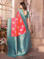 Joban Fashion Pink Banarasi Soft Silk Woven Saree - Distacart
